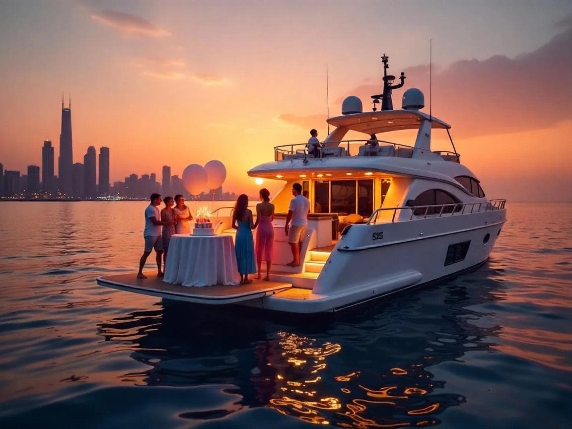 Birthday celebration on a yacht in Doha